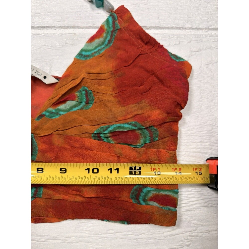 Zara Boho Festival Halter Crop Top Tie Dye Rust Teal Beaded Smocked Small NWT - Picture 16 of 16